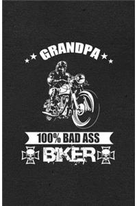 Grandpa 100% Bad Ass Biker A5 Lined Notebook