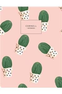 Cornell Notebook: Cactus Print, Pink, Cornell Note Taking System for Students, Medium College Ruled Exercise Book, 120 Pages, 8.5x11 Inch