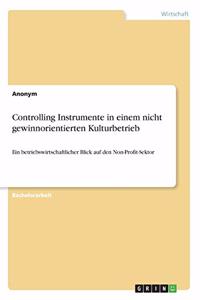 Controlling Instrumente in einem nicht gewinnorientierten Kulturbetrieb