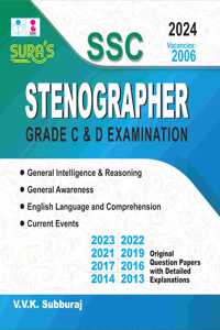 SURA`S SSC Stenographer Grade C & D Exam Book Guide and Original Question Papers in English Medium 2024