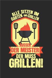 Iedereen zit in de tuin en rilt, behalve de meester, die moet grillen!