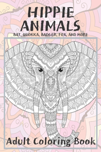 Hippie Animals - Adult Coloring Book - Bat, Quokka, Badger, Fox, and more
