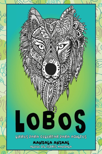 Libros para colorear para adultos - Alivio del estrés Mandala - Mandala Animal - Lobos