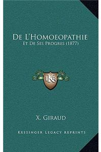 De L'Homoeopathie