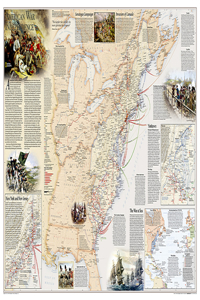 National Geographic Battles of the Revolutionary War and War of 1812 Wall Map - Laminated (Poster Size: 36 X 24 In)