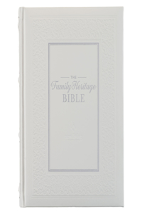 NLT Family Heritage Bible, Large Print Family Devotional Bible for Study, New Living Translation Holy Bible Faux Leather Hardcover, Additional Interactive Content, White