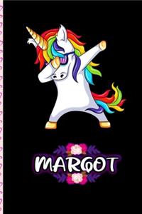 Margot - Dabbing Unicorn personalized named Notebook