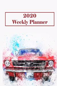 2020 Weekly Planner: Red Car Dated Calendar Pages Inspirational Quotes and Notebook