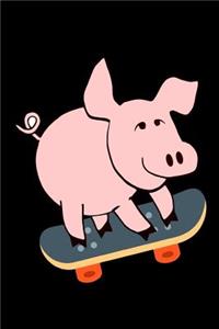 Pink Pig Skateboarding Notebook Journal 120 College Ruled Pages 6 X 9