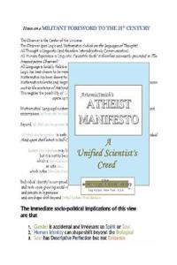 ArtemisSmith's ATHEIST MANIFESTO a Unified Scientist's Creed