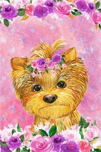 Bullet Journal Notebook for Dog Lovers Yorkshire Terrier in Flowers 3