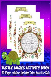 TURTLE MAZES ACTIVITY BOOK 40 Pages Solutions Included Color Book For Kids