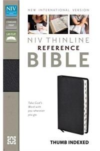 NIV, Thinline Reference Bible, Bonded Leather, Black, Indexed, Red Letter Edition