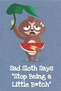 Sad Sloth Says Stop Being a Little Bitch