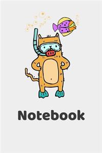 Notebook: Diving Cat Dotted Line Dam Notebook / Journal Gift (6 x 9 - 120 pages)