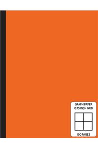 Low Vision Notebook: 0.75 Inch Graph Paper - Full Size Grid Ruled Notebook - Large Print Page Numbers - Orange Cover