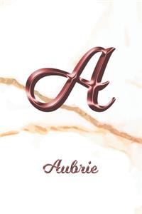 Aubrie: Sketchbook - Blank Imaginative Sketch Book Paper - Letter A Rose Gold White Marble Pink Effect Cover - Teach & Practice Drawing for Experienced & As