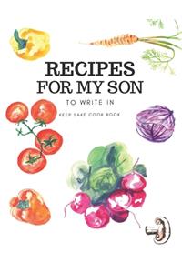 Blank recipe book for my son