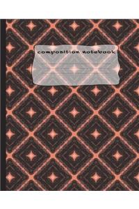 Composition Notebook;Salmon Pink with Large Black Boxes Pattern