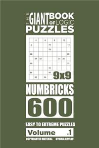 Giant Book of Logic Puzzles - Numbricks 600 Easy to Extreme Puzzles (Volume