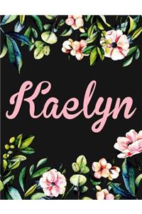 Kaelyn: Personalised Kaelyn Notebook/Journal For Writing 100 Lined Pages (Black Floral Design)