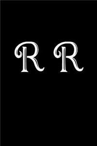 R R: Double Monogram Journal, 100 Pages, 6x9 Inches, Black Glossy Cover