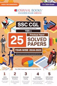 Oswaal SSC CGL (Combined Graduate Level) Tier-I 25 Previous Years Solved Papers | Year-wise 2016-2023 | Hardcover Book For 2024 Exam