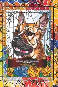Stained Glass Dogs and Flowers Adult Coloring Book