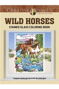 Creative Haven Wild Horses Stained Glass Coloring Book