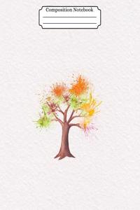 Composition Notebook Watercolor Tree Design Vol 30