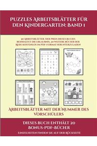 Arbeitsblätter mit der Nummer des Vorschülers (Puzzles Arbeitsblätter für den Kindergarten