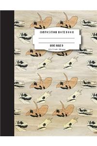 Composition notebook wide ruled 8.5 x 11 inch 200 page, Fossil dinosaurus