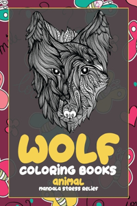 Coloring Books Animal - Mandala Stress Relief - Wolf