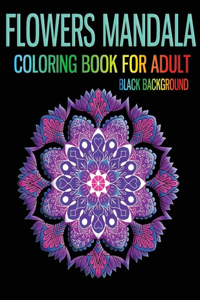 Flowers mandala coloring book for adult black background