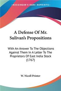 Defense Of Mr. Sulivan's Propositions