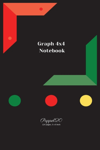 Graph 4x4 Notebook - Black cover - 124 pages-5x8-Inches