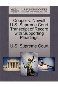 Cooper V. Newell U.S. Supreme Court Transcript of Record with Supporting Pleadings