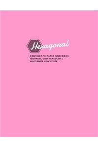 Hexagonal Grid/Graph Paper Notebook, 160 Pages, Grey Hexagons / White Lines, Pink Cover