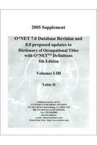 2005 Supplement O Net Database 7.0 Revision and Proposed 8.0 Updates to Dictionary of Occupation