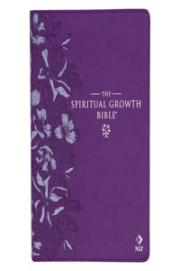 Spiritual Growth Bible, Study Bible, NLT - New Living Translation Holy Bible, Faux Leather, Purple Debossed Floral