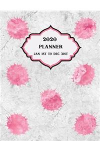 2020 Planner Weekly and Monthly Marble Pink Splashes