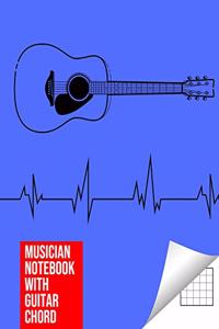 Musician Notebook with Guitar Chord - Guitar/Bass Fretboard Paper Cool Bassist Gift For A Bass Player Notebook guitar chords in blue color Cover