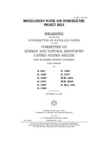 Miscellaneous water and hydroelectric project bills