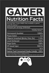 Gamer Nutrition Facts Funny Gamer Journal Notebook Planer