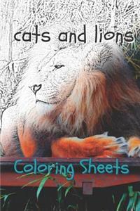 Cat and Lion Coloring Sheets