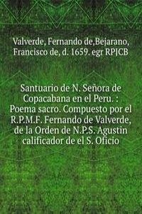 Santuario de N. Senora de Copacabana en el Peru.