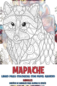 Libro para colorear con papel grueso - Diseños de animales para aliviar el estrés - Animales - Mapache