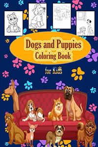 Dogs and Puppies Coloring Book For Kids