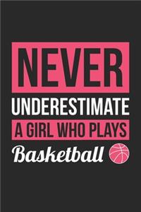Never Underestimate A Girl Who Plays Basketball - Basketball Training Journal - Basketball Notebook - Gift for Basketball Player