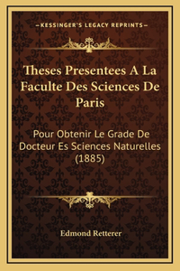 Theses Presentees A La Faculte Des Sciences De Paris